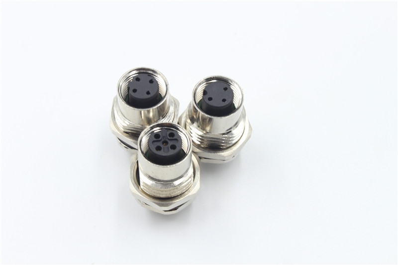 M12-connectors 4pins soldering panel connector