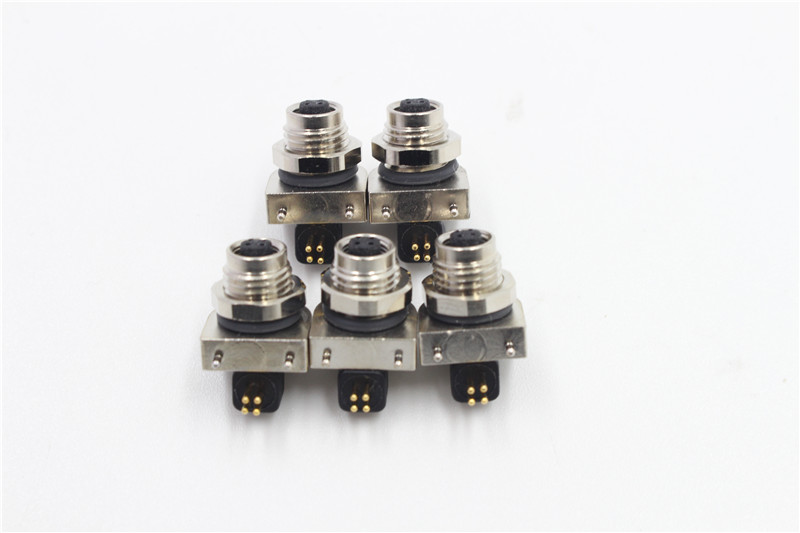 M5 female 4pin connector 90 degree DIP connector waterproof IP67