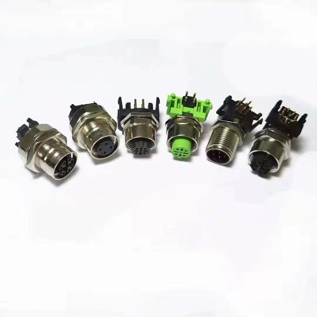 M12 M8 MMM coded A B D x connector interface of 90 degree plug board