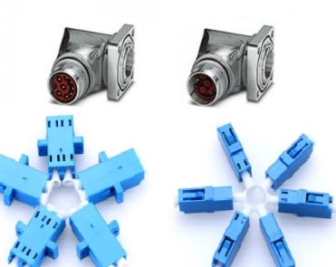 Coaxial st connector for hybrid optical fiber power supply