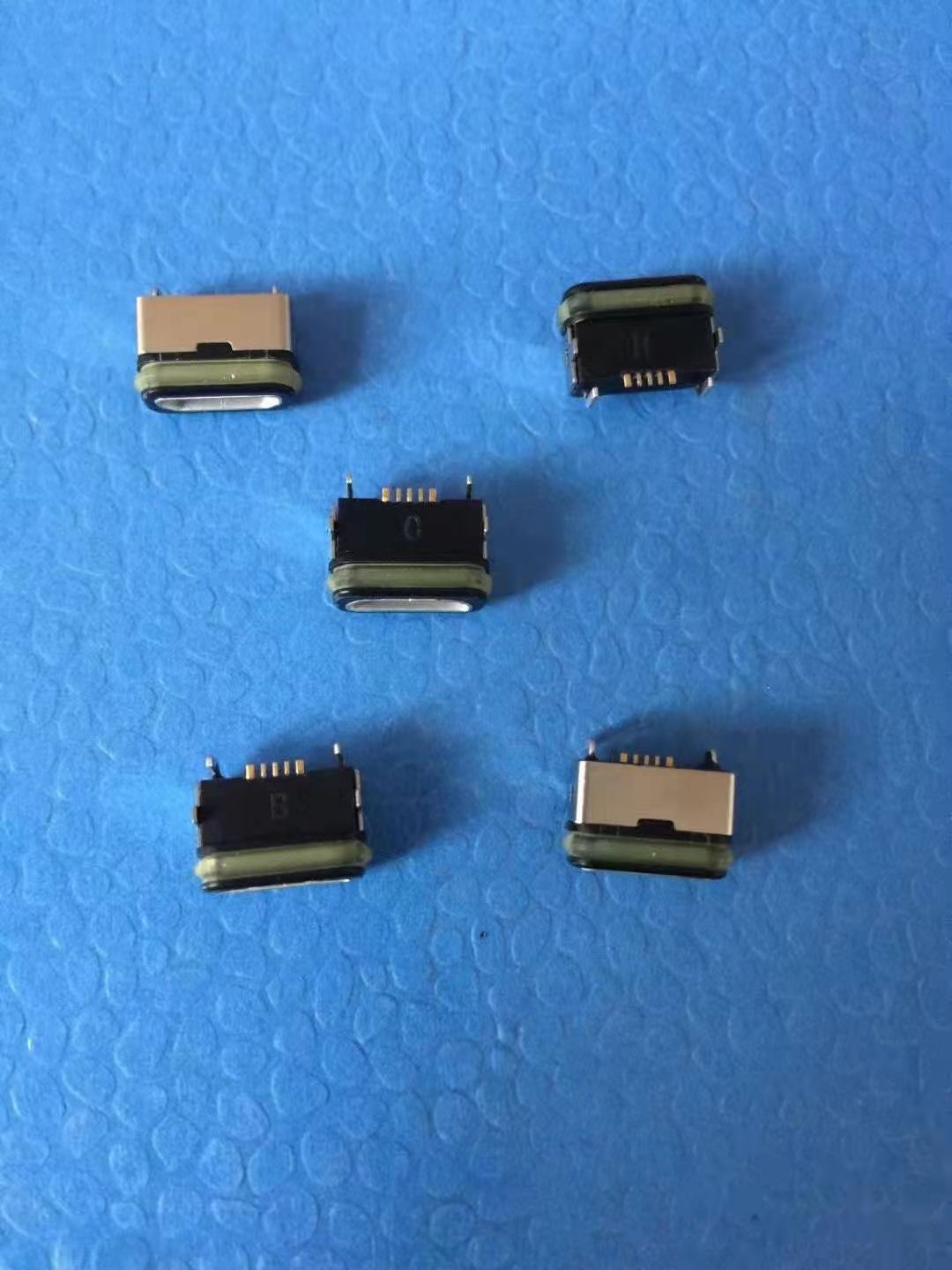Spray tin plating on charging base of USB type C waterproof connector