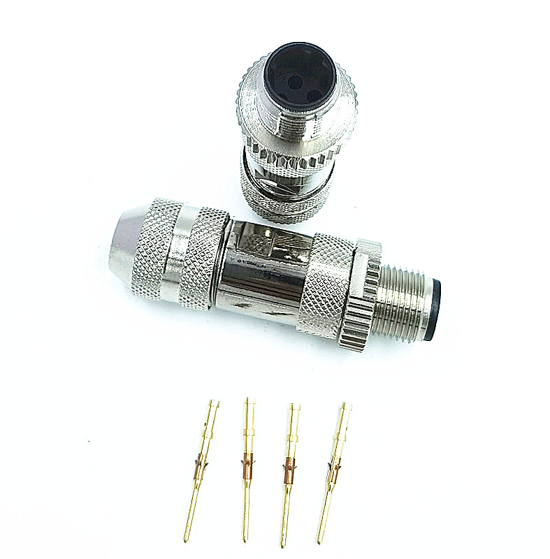 M12 connectors D coded 4pin with crimping contact connecgtor