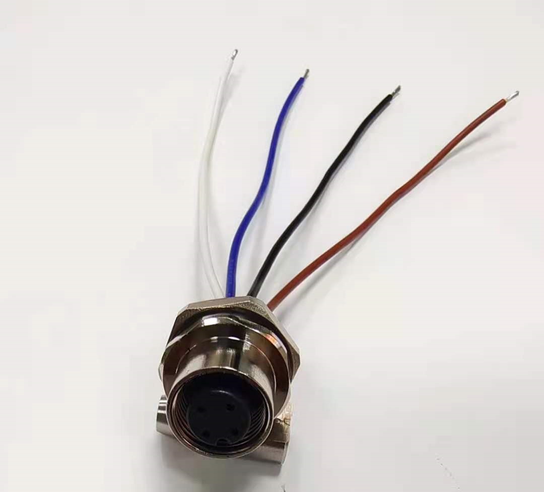 M12 female connector A code 4pin panel wire connector