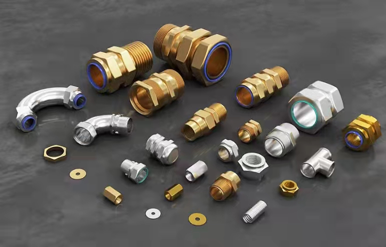 Metal cable gland for industrial connector
