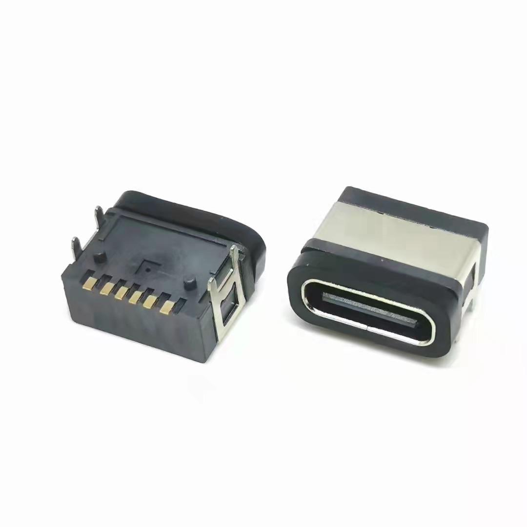 USB C charging waterproof female connector 6pins type C female SMT