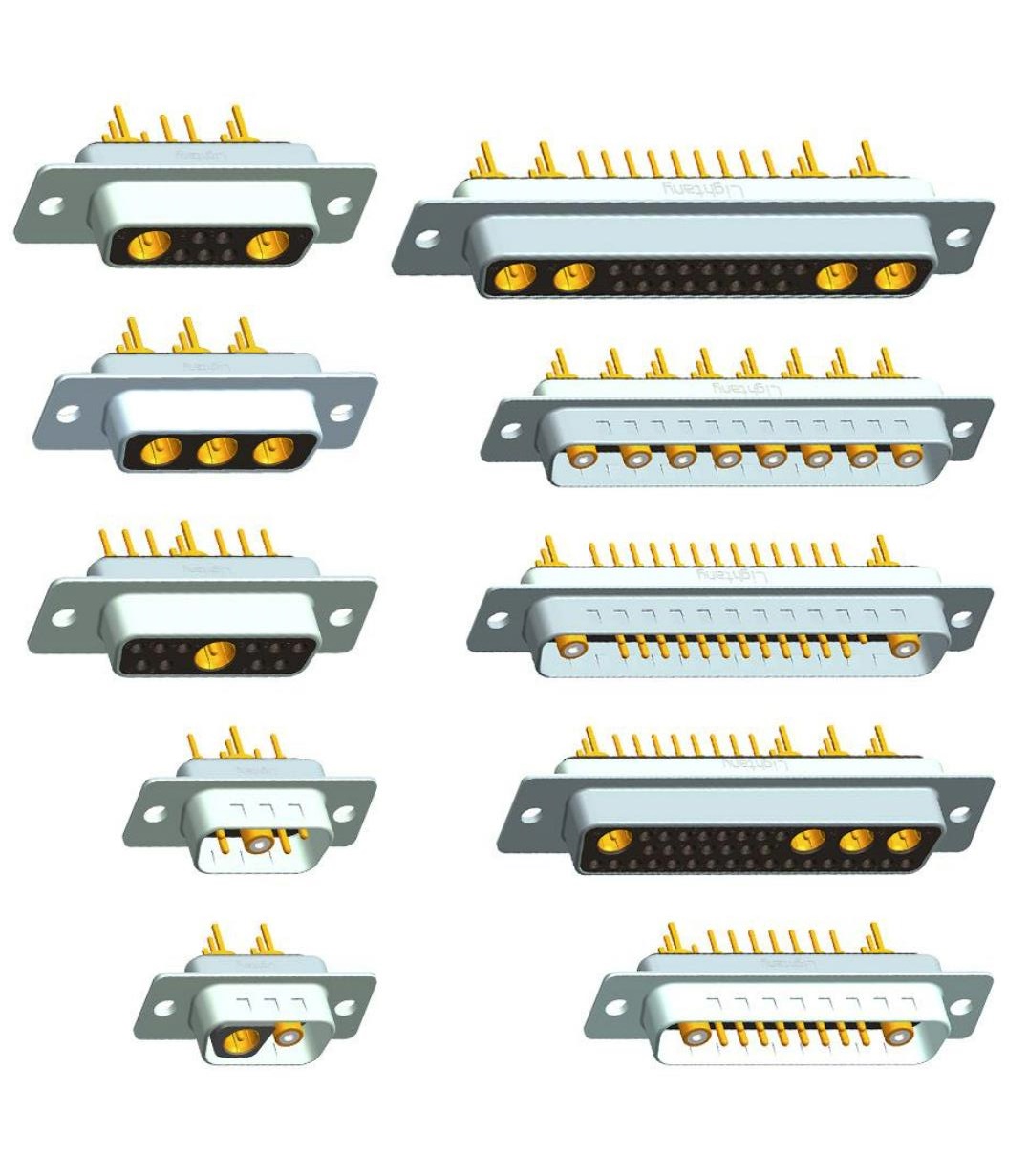 D sub military connector high current rectangular connector 9pin to 100pin