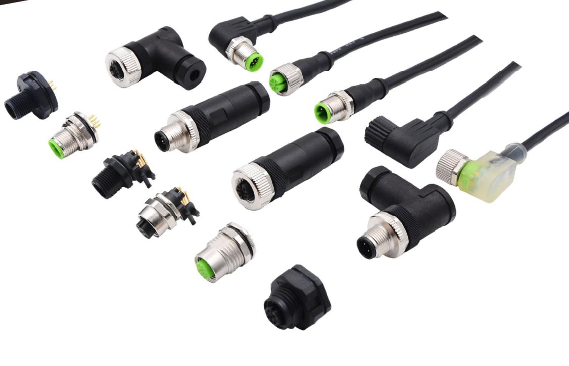 IEC M12 connector cable assembly IEC61076 connector A code C code