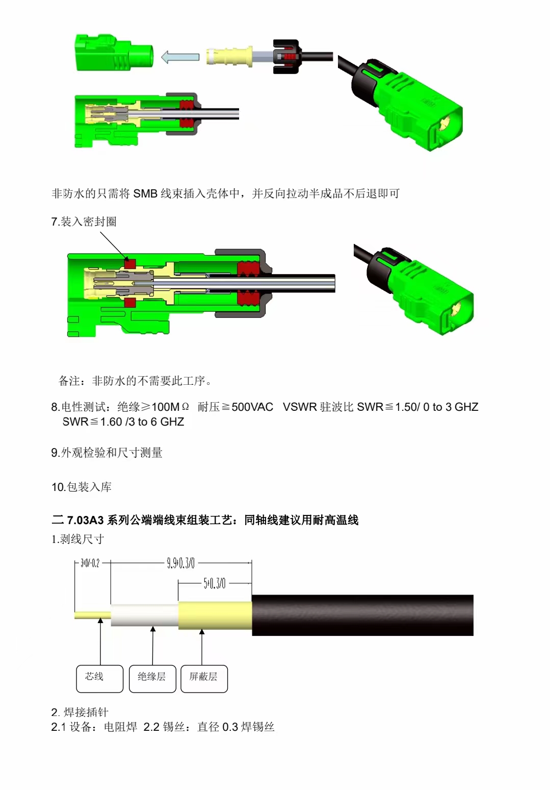 SMB harness connector waterproof connector assembly process