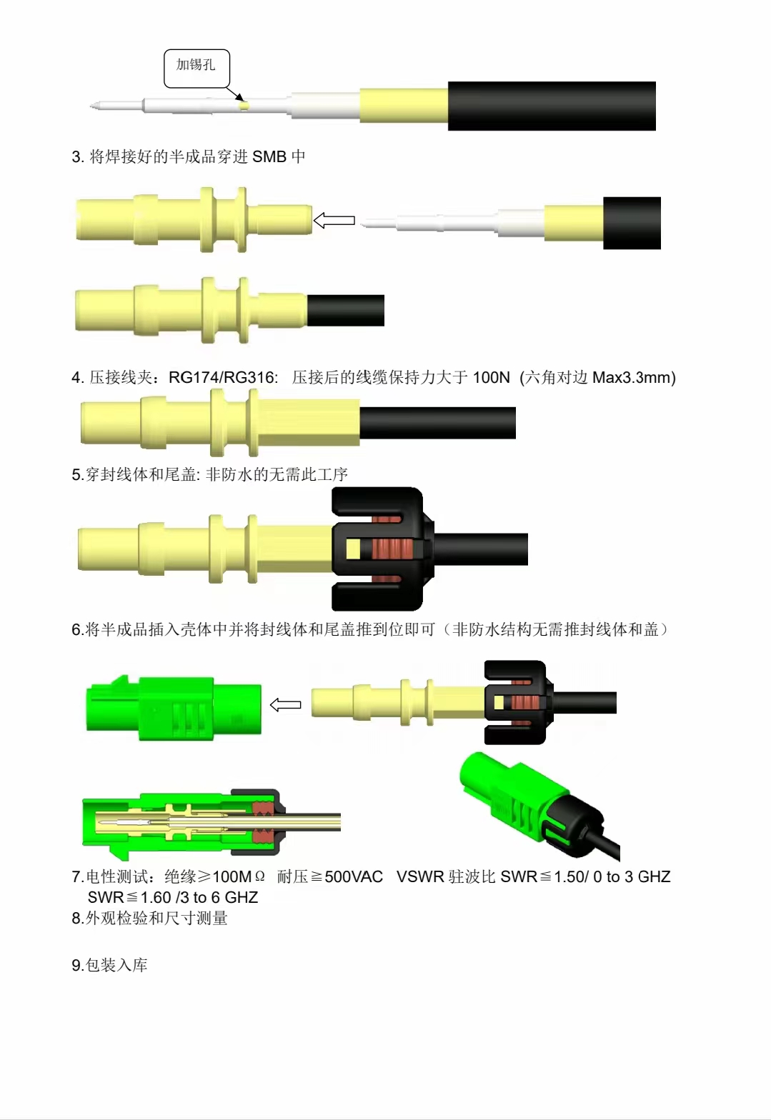 Coaxial connector VSWR 3GHz 6GHz cable connector