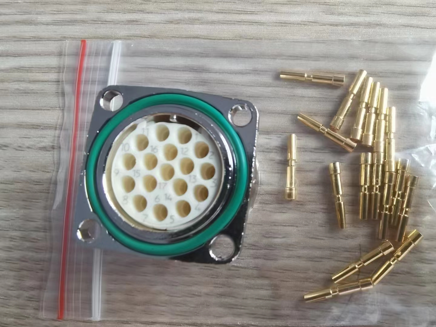 17pins M23 metal connector female pins for panel mount soldering type
